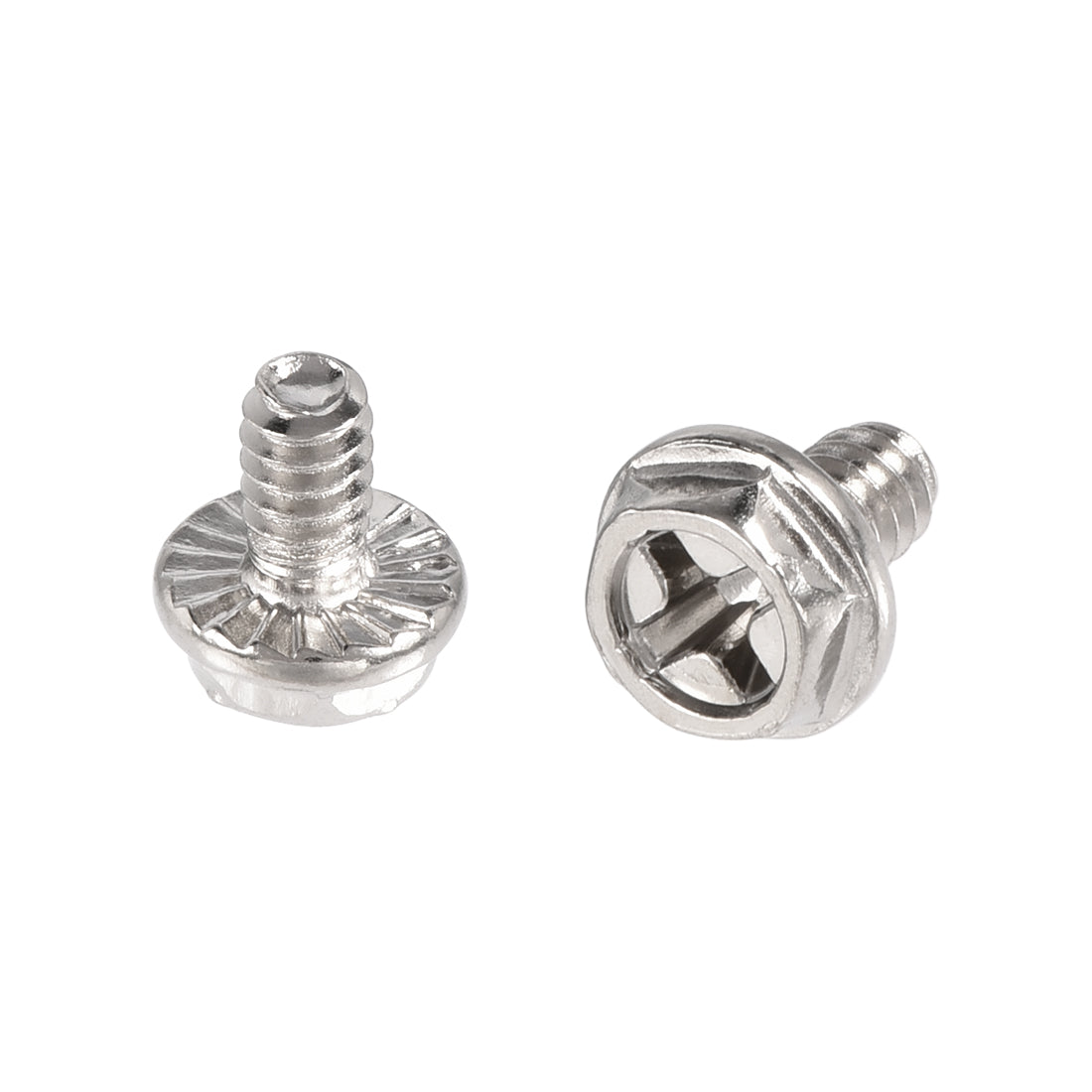 Harfington #6-32 x 15/64" Hex Head Cap Screw Bolts Carbon Steel Phillips Screws Fastener Silver Tone 60pcs