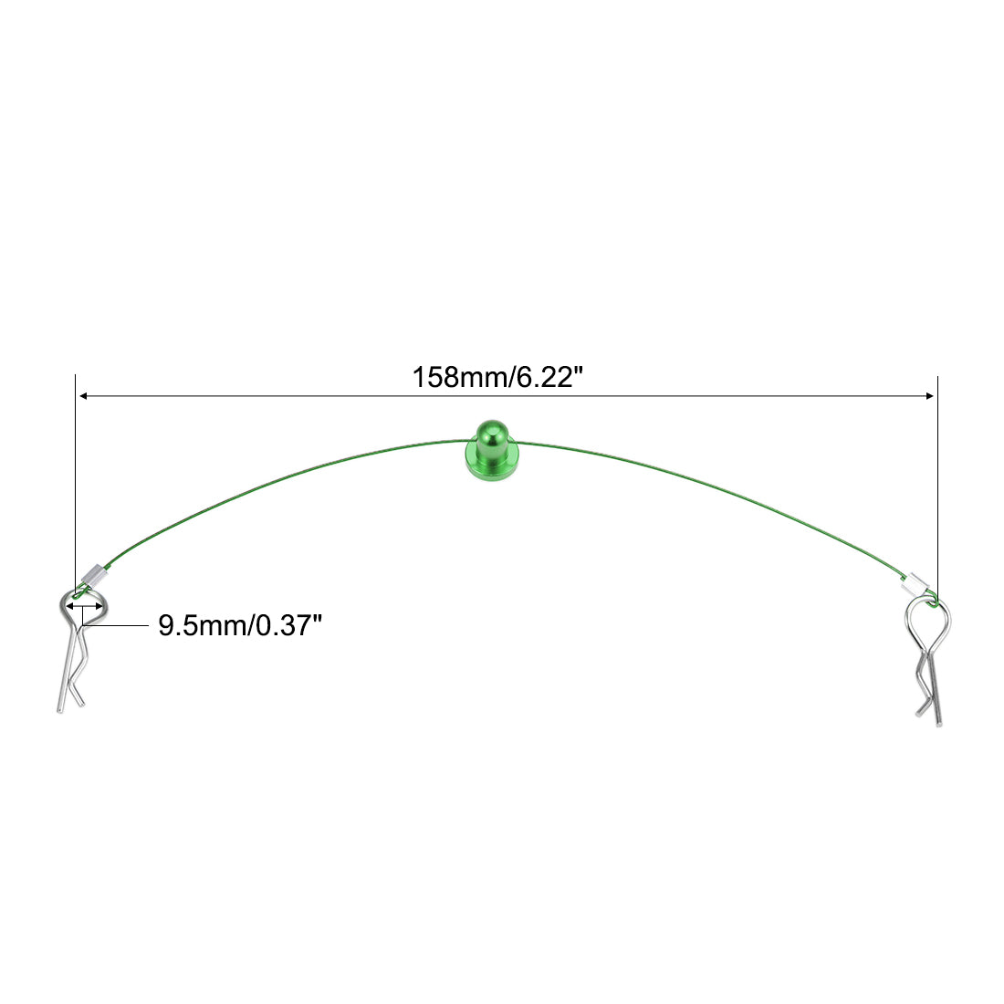Harfington 158mm RC Body Shell Clip R Pin Rod Anti-Lost Wire for 1/10 Model Car Green