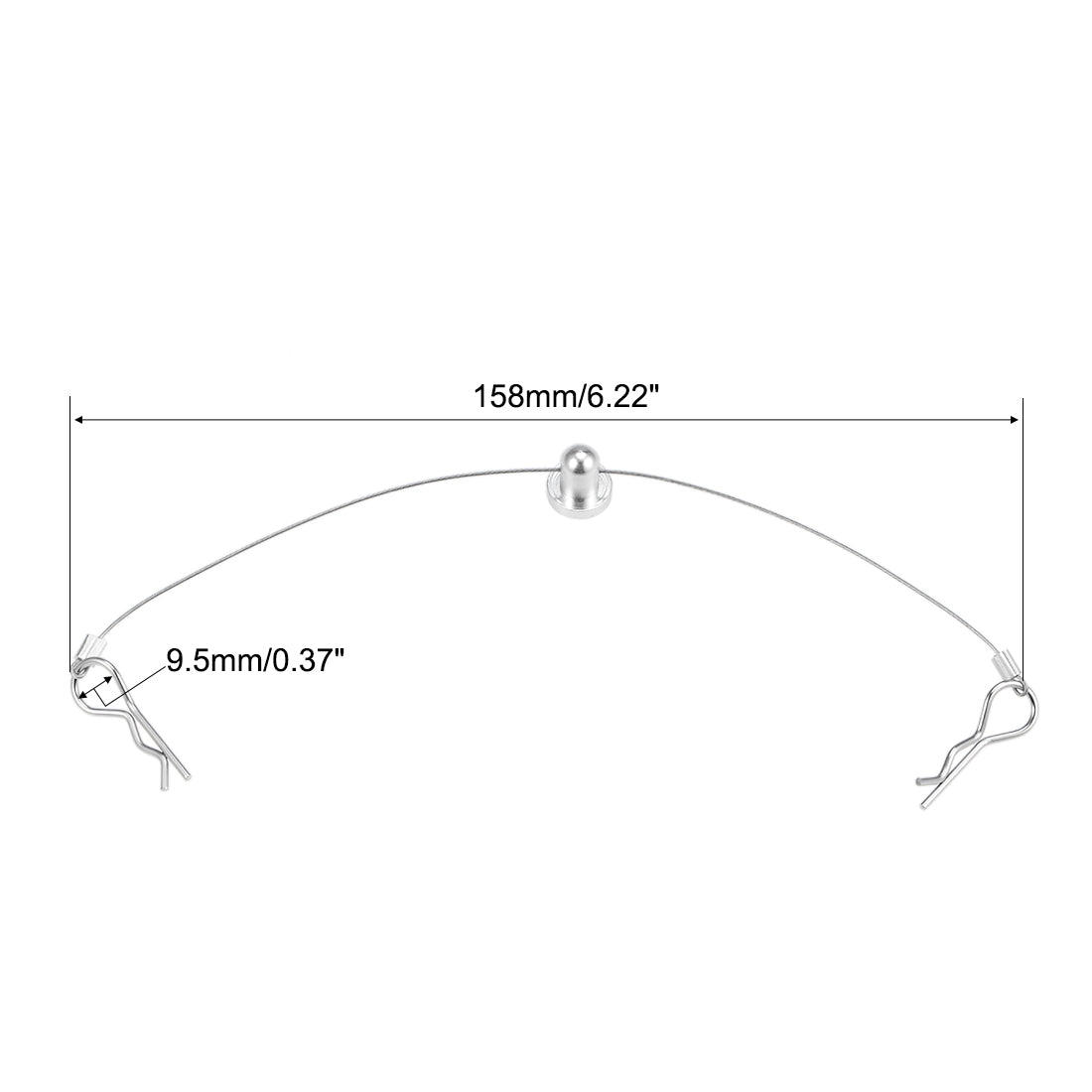 Harfington 158mm RC Body Shell Clip R Pin Rod Anti-Lost Wire for 1/10 Model Car Silver