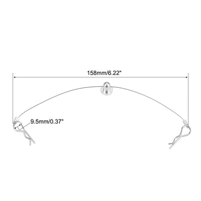 Harfington 158mm RC Body Shell Clip R Pin Rod Anti-Lost Wire for 1/10 Model Car Silver