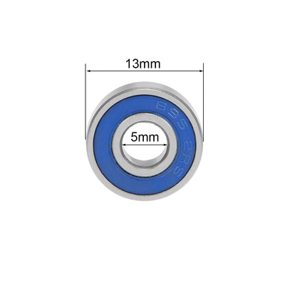 Harfington 695-2RS Ball Bearings 5x13x4mm Double Sealed Chrome Steel Blue Cover P6 10pcs