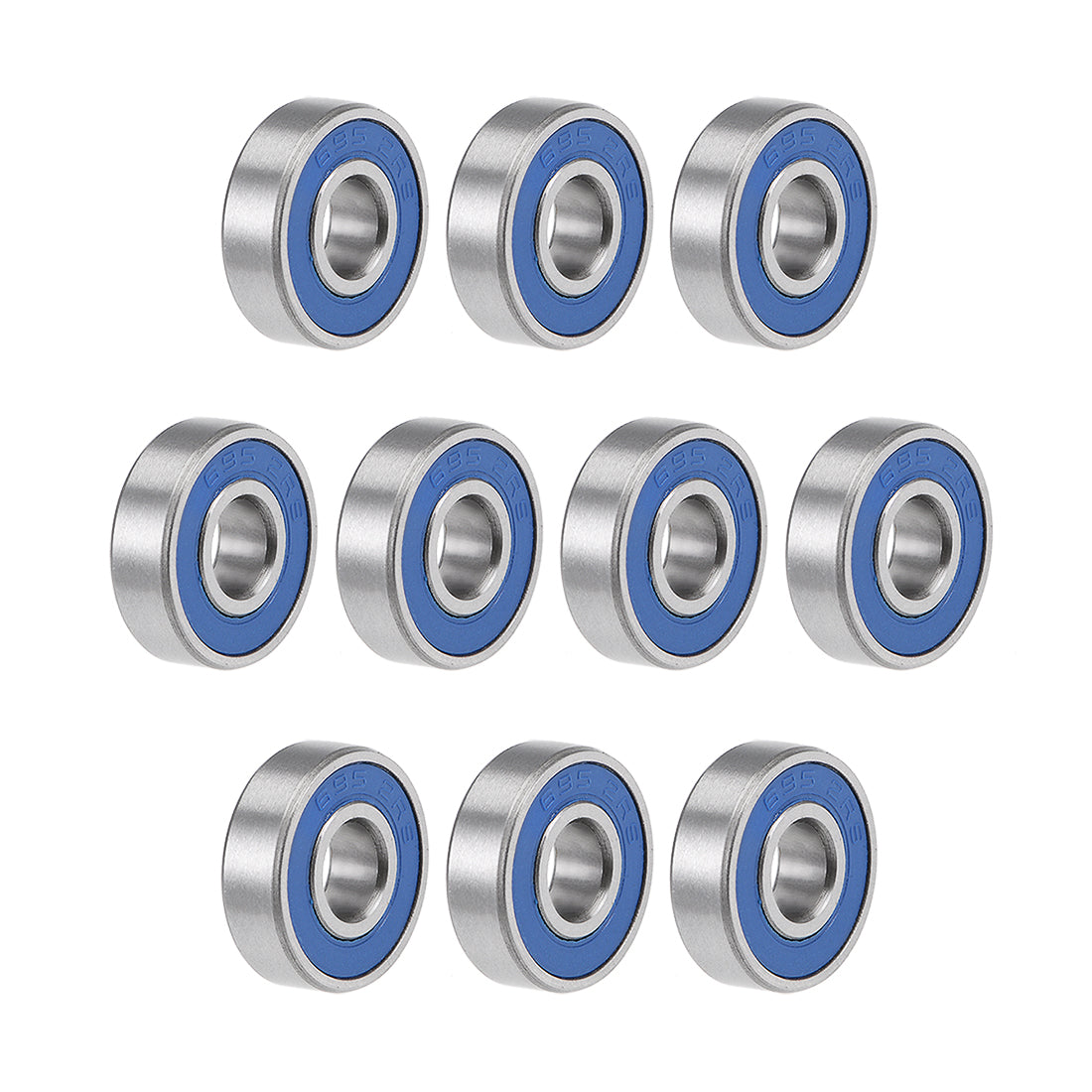 Harfington 695-2RS Ball Bearings 5x13x4mm Double Sealed Chrome Steel Blue Cover P6 10pcs