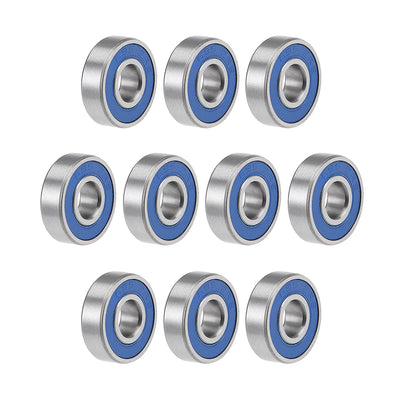 Harfington 695-2RS Ball Bearings 5x13x4mm Double Sealed Chrome Steel Blue Cover P6 10pcs