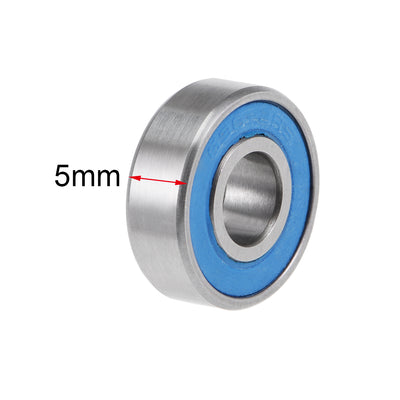 Harfington 696-2RS Ball Bearings 6x15x5mm Double Sealed Chrome Steel Blue Cover P6 10pcs