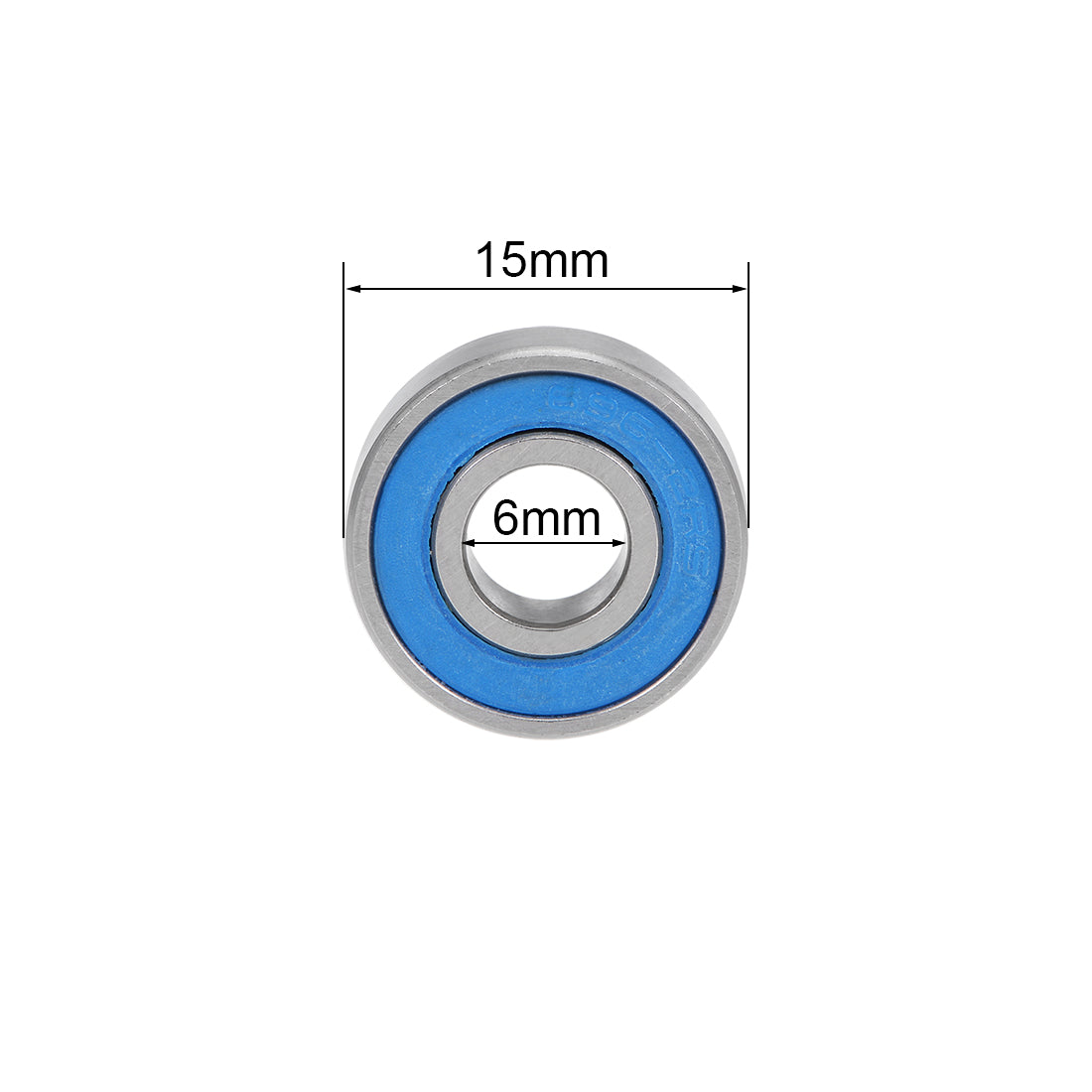Harfington 696-2RS Ball Bearings 6x15x5mm Double Sealed Chrome Steel Blue Cover P6 10pcs