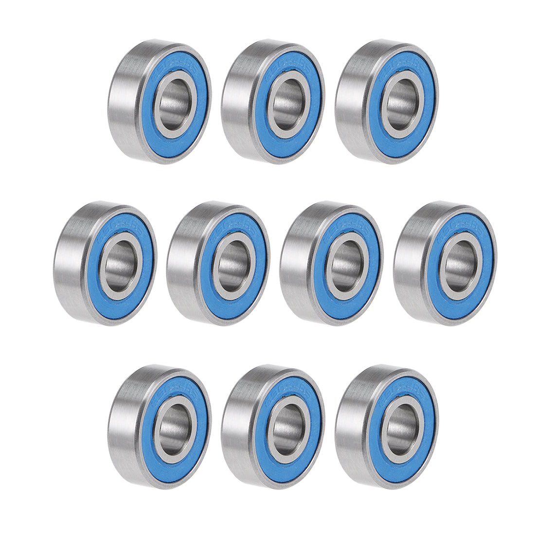 Harfington 696-2RS Ball Bearings 6x15x5mm Double Sealed Chrome Steel Blue Cover P6 10pcs