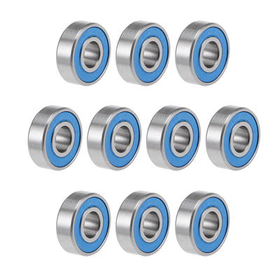 Harfington 696-2RS Ball Bearings 6x15x5mm Double Sealed Chrome Steel Blue Cover P6 10pcs