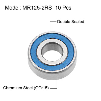 Harfington Miniature Deep Groove Ball Bearings Double Seal Chrome Steel Blue Cover