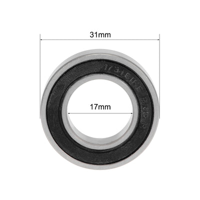 Harfington 173110-2RS Ball Bearings 17x31x10mm Double Sealed Chrome Steel P0 4pcs
