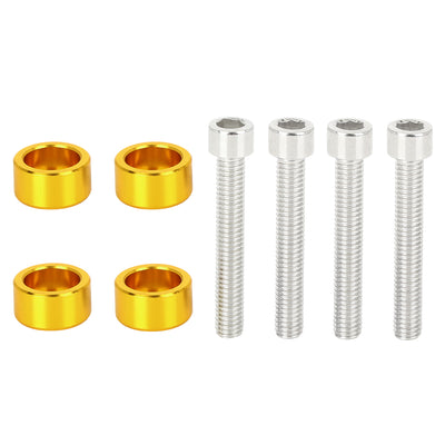 Harfington 4pcs 6mm Racing Car Aluminum Alloy Cup Washers Bolt Kit Gold Tone Universal