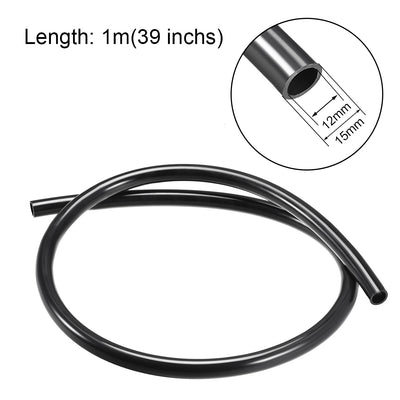 Harfington 15mm OD 12mm ID 1m Long PA12 Nylon Tube for Air Line Brake Fluid Transfer Black