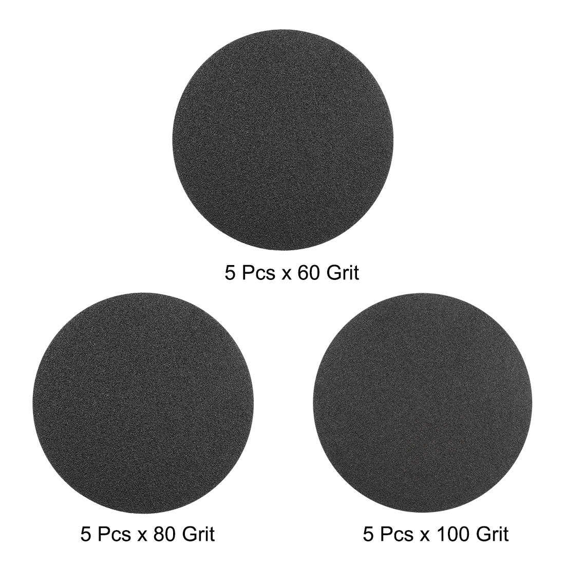 Harfington 5-Inch Hook and Loop Sanding Disc Wet/Dry 60/80/100 Grit Assorted 15 Pcs