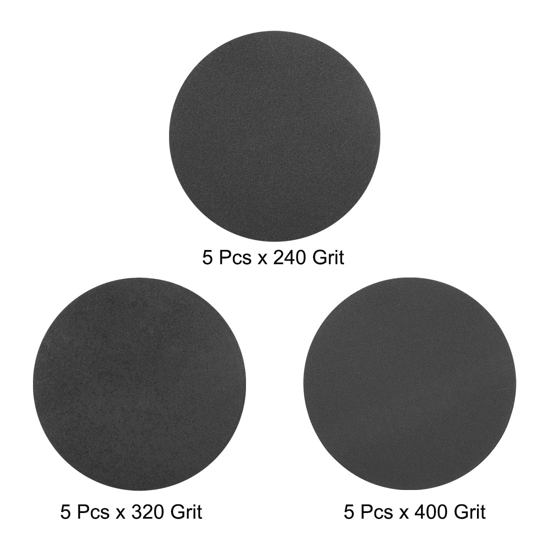 Harfington 5-Inch Hook and Loop Sanding Disc Wet/Dry 240/320/400 Grit Assorted 15 Pcs