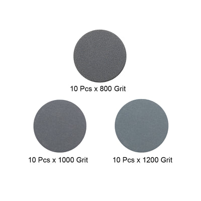 Harfington 1-Inch Hook and Loop Sanding Disc Wet/Dry 800/1000/1200 Grit Assorted 30 Pcs
