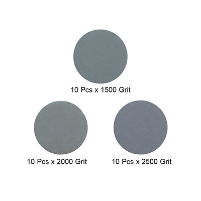 Harfington 1-Inch Hook and Loop Sanding Disc Wet/Dry 1500/2000/2500 Grit Assorted 30 Pcs