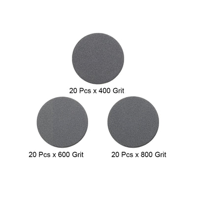 Harfington 1-Inch Hook and Loop Sanding Disc Wet/Dry 400/600/800 Grit Assorted 60 Pcs