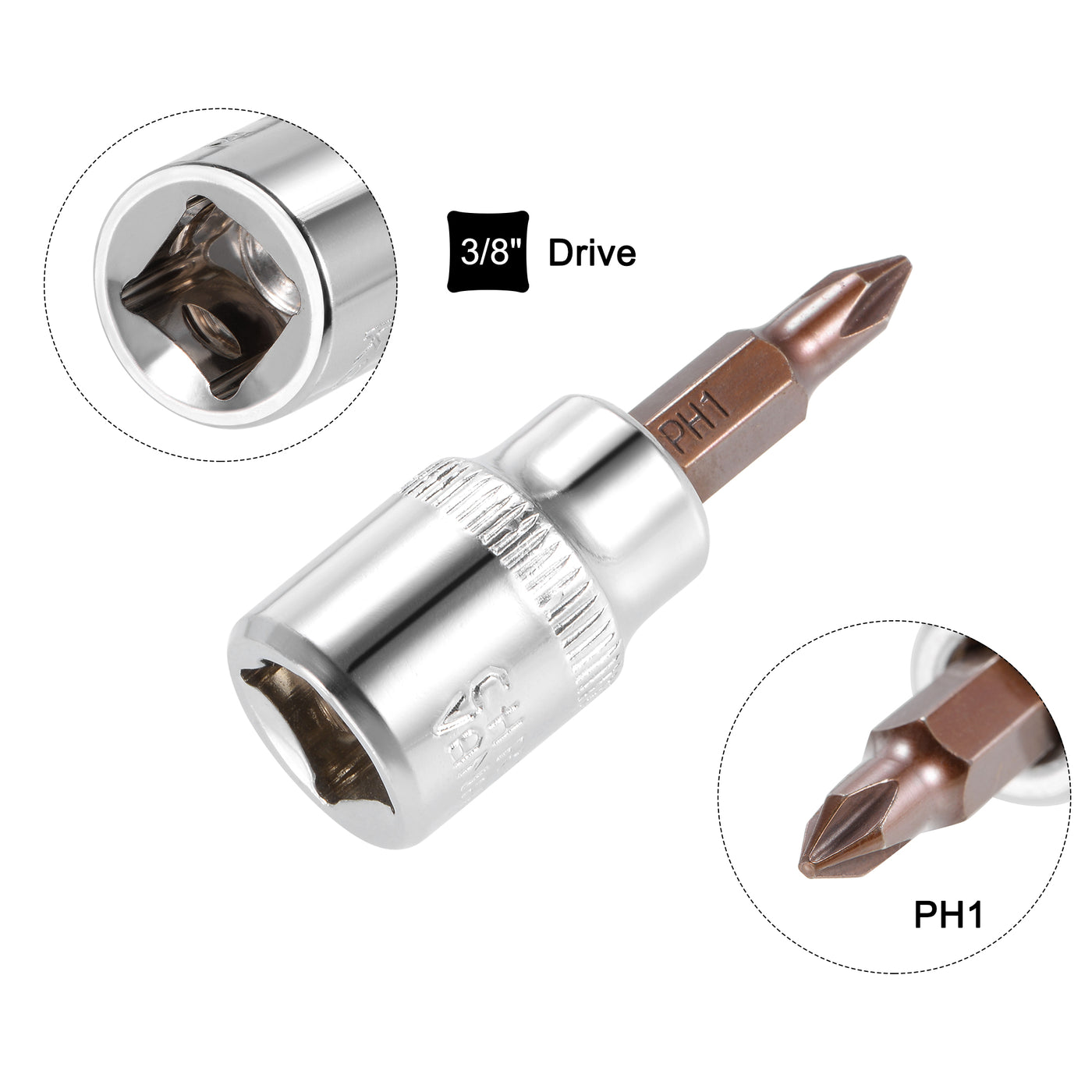 Harfington Square Drive x Phillips Bit Socket, S2 Steel Bits, CR-V Sockets