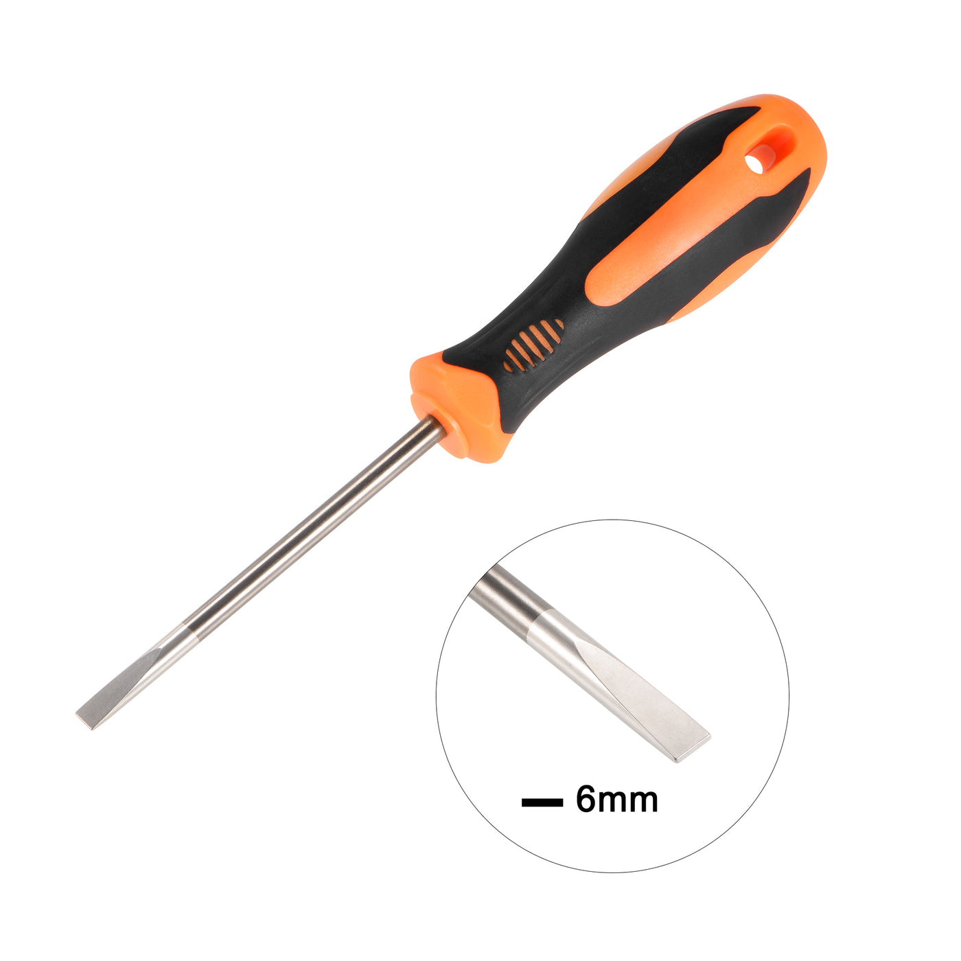 Harfington Slotted Magnetic Screwdriver CR-V Round Shaft Non Slip Black+Orange Handle