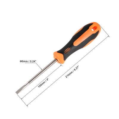 Harfington Slotted Magnetic Screwdriver CR-V Round Shaft Non Slip Black+Orange Handle
