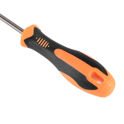 Harfington Slotted Magnetic Screwdriver CR-V Round Shaft Non Slip Black+Orange Handle