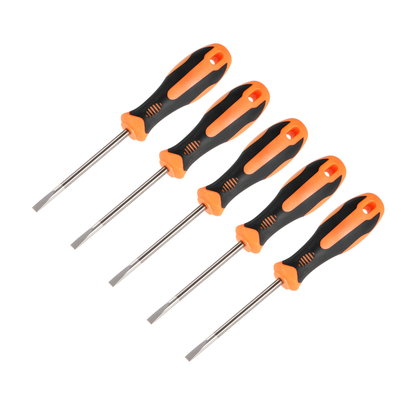 Harfington Slotted Magnetic Screwdriver CR-V Round Shaft Non Slip Black+Orange Handle