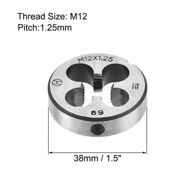 Harfington M12 X 1.25 Metric Left Hand Round Die Machine Thread Threading Die 38mm OD Tool