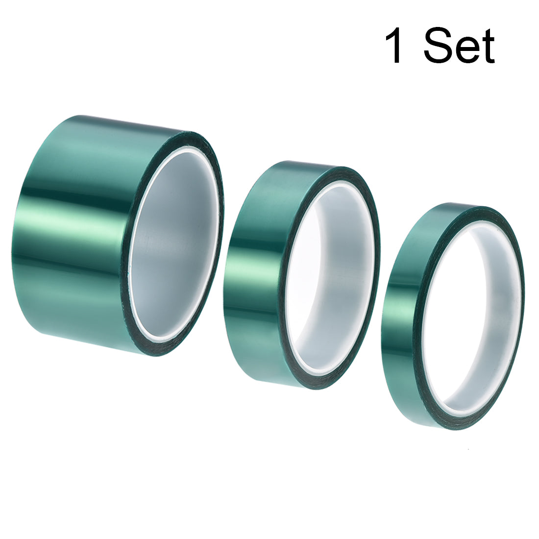 Harfington 15mm,25mm,50mm PET Tape Green High Temperature Tape 33.0m/108.2ft 1 Set