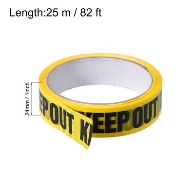 Harfington Caution Warning Stripe Sticker Adhesive Tape KEEP OUT Marking, 82 Ft x 1 Inch(LxW), Yellow Black for Workplace Wet Floor Caution 2pcs