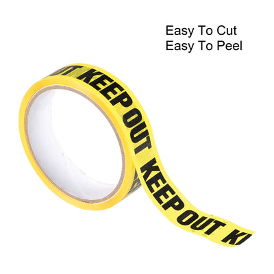 Harfington Caution Warning Stripe Sticker Adhesive Tape KEEP OUT Marking, 82 Ft x 1 Inch(LxW), Yellow Black for Workplace Wet Floor Caution 2pcs