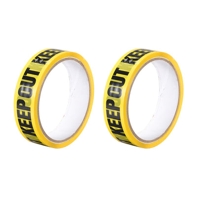 Harfington Caution Warning Stripe Sticker Adhesive Tape KEEP OUT Marking, 82 Ft x 1 Inch(LxW), Yellow Black for Workplace Wet Floor Caution 2pcs