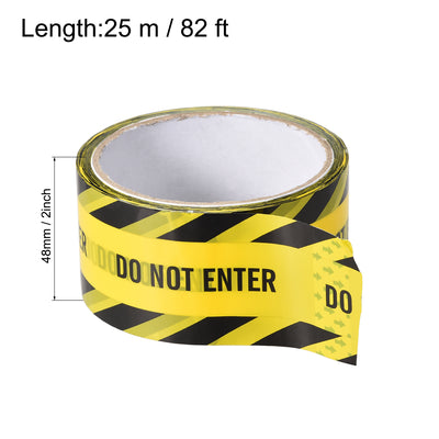 Harfington Caution Warning Stripe Sticker Adhesive Tape DO NOT ENTER Marking, 82 Ft x 2 Inch(LxW), Yellow Black for Workplace Wet Floor Caution 2pcs