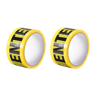 Harfington Caution Warning Stripe Sticker Adhesive Tape Bold DO NOT ENTER Marking, 82 Ft x 2 Inch(LxW), Yellow Black for Workplace Wet Floor Caution 2pcs