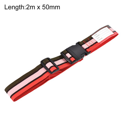 Harfington Luggage Strap Suitcase Belt with Buckle Label, 2Mx5cm Adjustable PP Travel Bag Packing Accessory, Multi Color (Red Pink Dark Green)