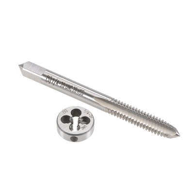 Harfington 1/4"-20 UNC Tap and Die Set, HSS Thread Tap with Round Threading Die, Right Hand