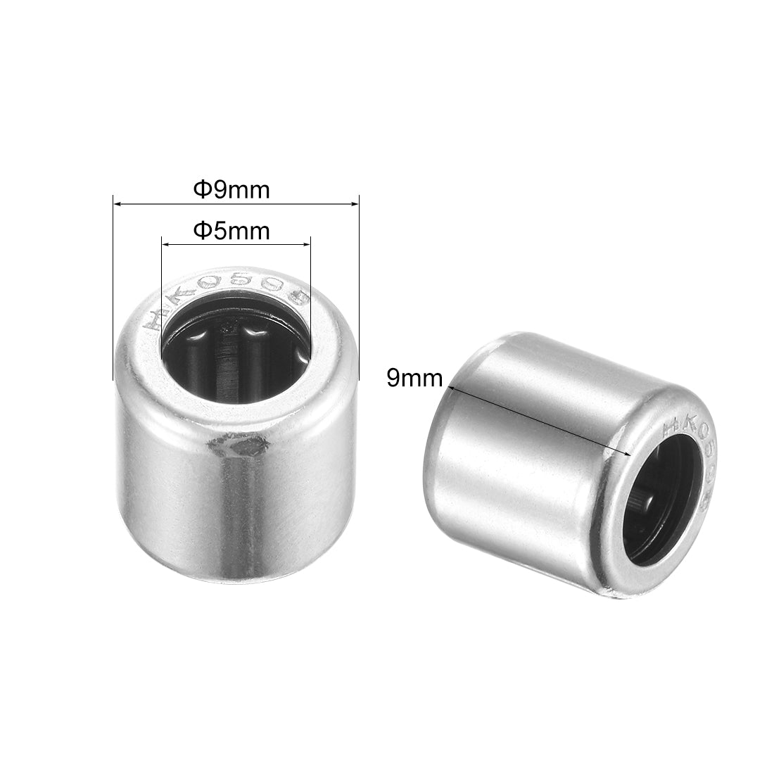 uxcell Uxcell HK Series Needle Roller Bearings, Stamping Steel Drawn Cup Metric