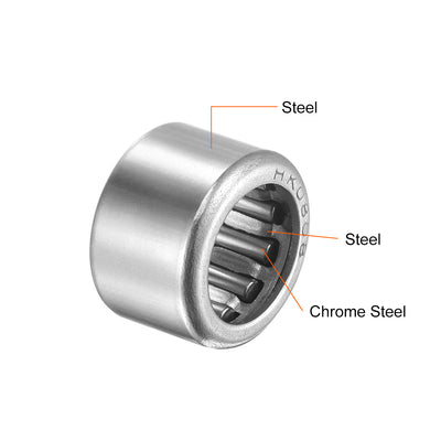Harfington Uxcell HK Series Needle Roller Bearings, Stamping Steel Drawn Cup Metric