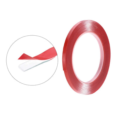 Harfington 15/64 Inch x 9.5Ft Heat Resistant Acrylic Double Sided Adhesive Tape for Touch Screen Repairing 1mm Thickness Clear with Red Protect Film