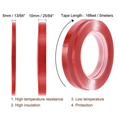 Harfington 13/64" 25/64" Heat Resistant Acrylic Double Sided Adhesive Tape for Touch Screen Repairing, Per Roll 16Ft Total 2 Roll
