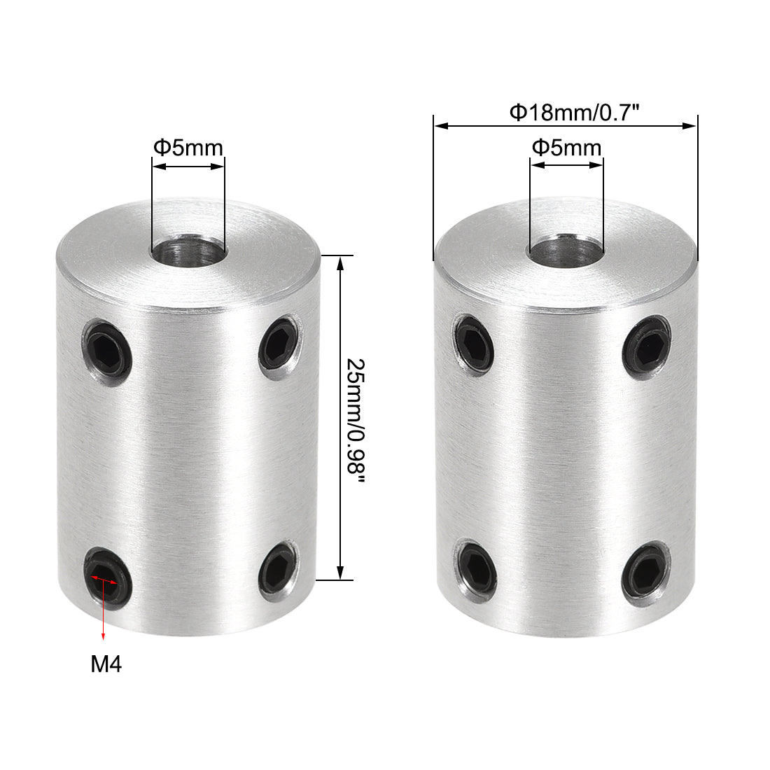 Harfington Rigid Coupling 25mm Length 18mm Diameter Aluminum Alloy Shaft Coupler Connector Silver