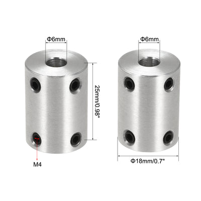 Harfington Rigid Coupling 25mm Length 18mm Diameter Aluminum Alloy Shaft Coupler Connector Silver