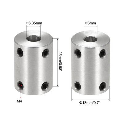 Harfington Rigid Coupling 25mm Length 18mm Diameter Aluminum Alloy Shaft Coupler Connector Silver