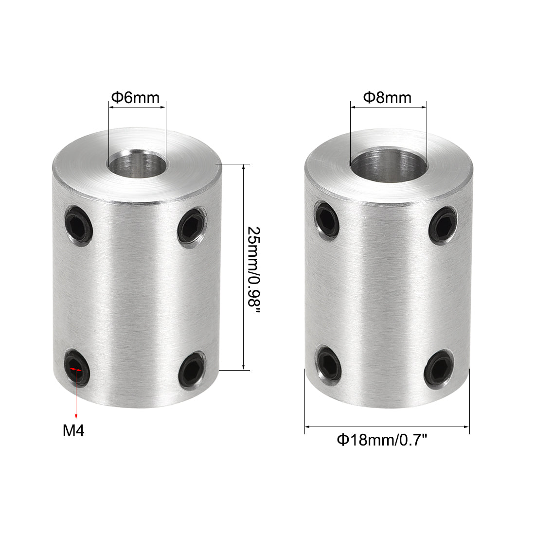 Harfington Rigid Coupling 25mm Length 18mm Diameter Aluminum Alloy Shaft Coupler Connector Silver