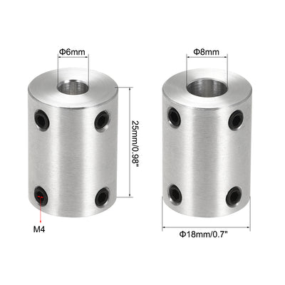 Harfington Rigid Coupling 25mm Length 18mm Diameter Aluminum Alloy Shaft Coupler Connector Silver