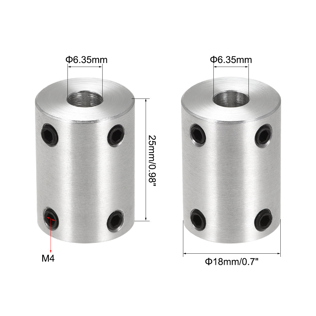 Harfington Rigid Coupling 25mm Length 18mm Diameter Aluminum Alloy Shaft Coupler Connector Silver