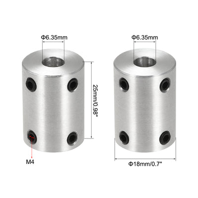 Harfington Rigid Coupling 25mm Length 18mm Diameter Aluminum Alloy Shaft Coupler Connector Silver