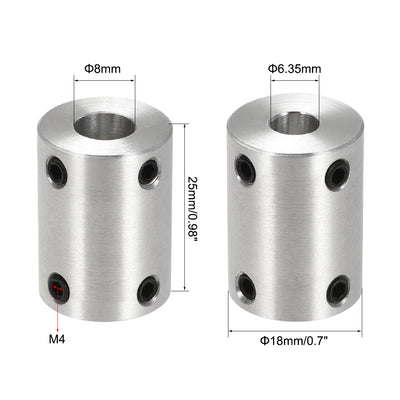 Harfington Rigid Coupling 25mm Length 18mm Diameter Aluminum Alloy Shaft Coupler Connector Silver