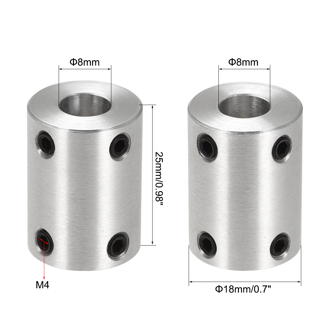 Harfington Rigid Coupling 25mm Length 18mm Diameter Aluminum Alloy Shaft Coupler Connector Silver