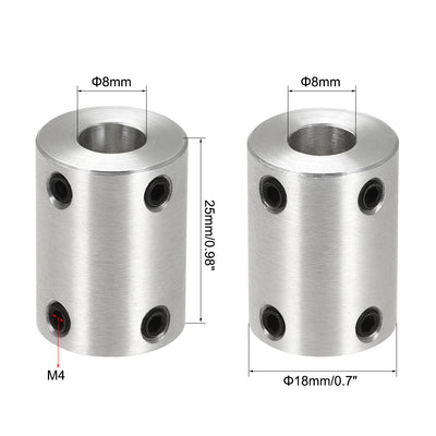 Harfington Rigid Coupling 25mm Length 18mm Diameter Aluminum Alloy Shaft Coupler Connector Silver