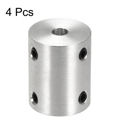 Harfington Rigid Coupling 25mm Length 20mm Diameter Aluminum Alloy Shaft Coupler Connector Silver 4pcs