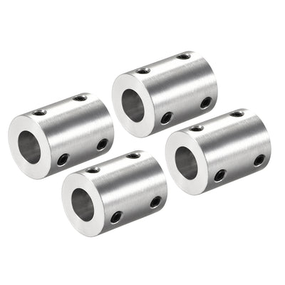 Harfington Rigid Coupling 25mm Length 20mm Diameter Aluminum Alloy Shaft Coupler Connector Silver 4pcs